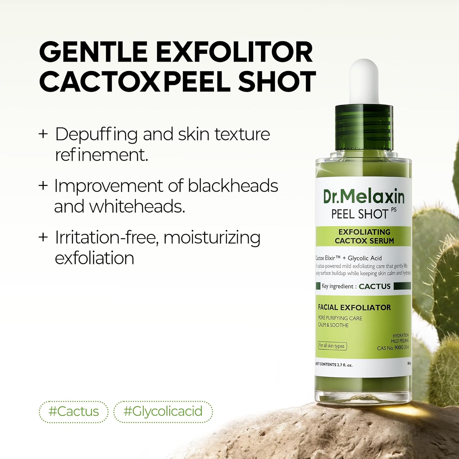 Dr.Melaxin Cactox Exfoliating Peel Shot Serum – AHA & PHA for Pore Shrinkage, Blackheads & Smooth Skin Texture ✨